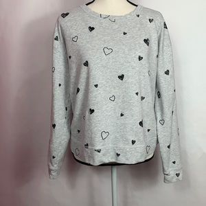 Jasmine + Ginger long sleeve light gray top with black heart prints